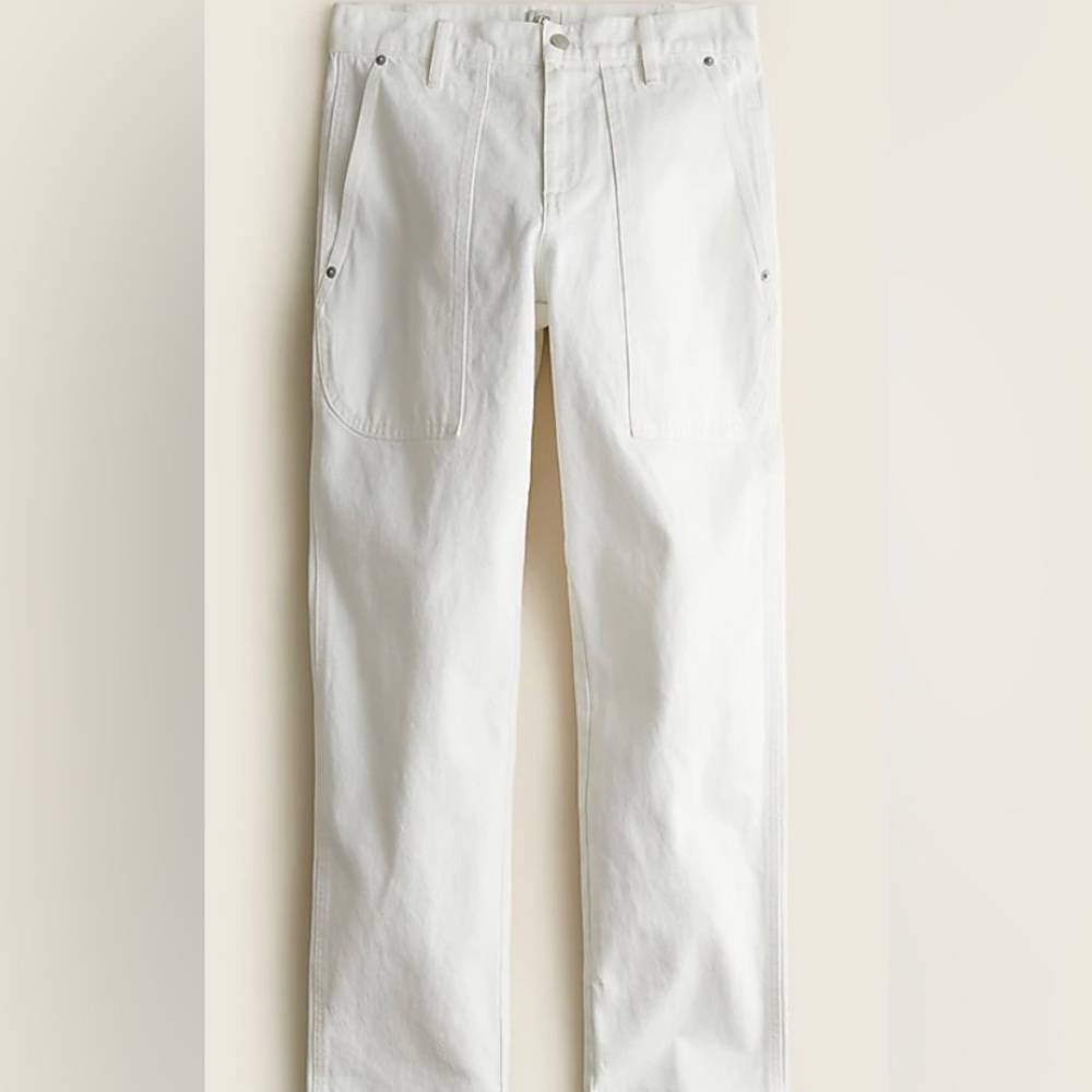 J. Crew High-rise cropped patch pocket white jeans size 26.